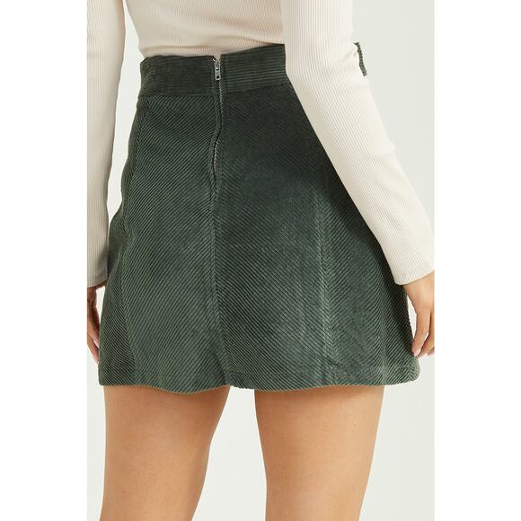 Broken Zipper NWT Altard State Leann Corduroy Skirt Olive Green Women Size Small - Picture 8 of 10